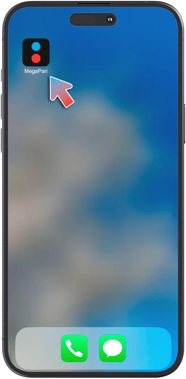 Encontrarás la aplicación MegaPari en la pantalla principal de tu dispositivo.