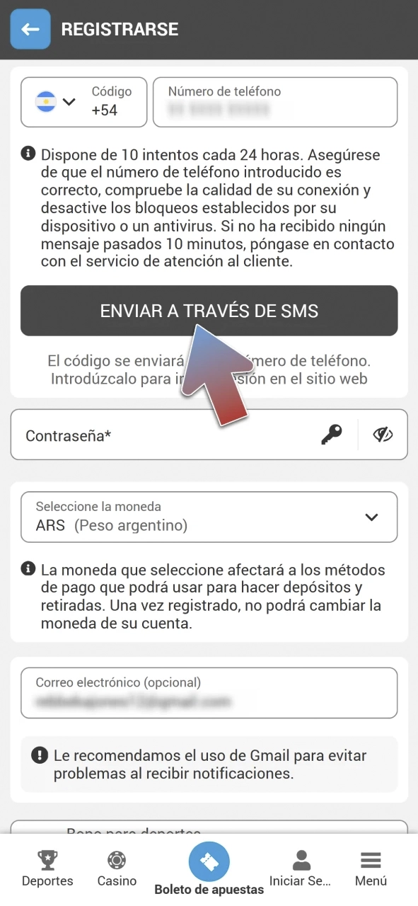 Verifique su cuenta en MegaPari con su número de teléfono.