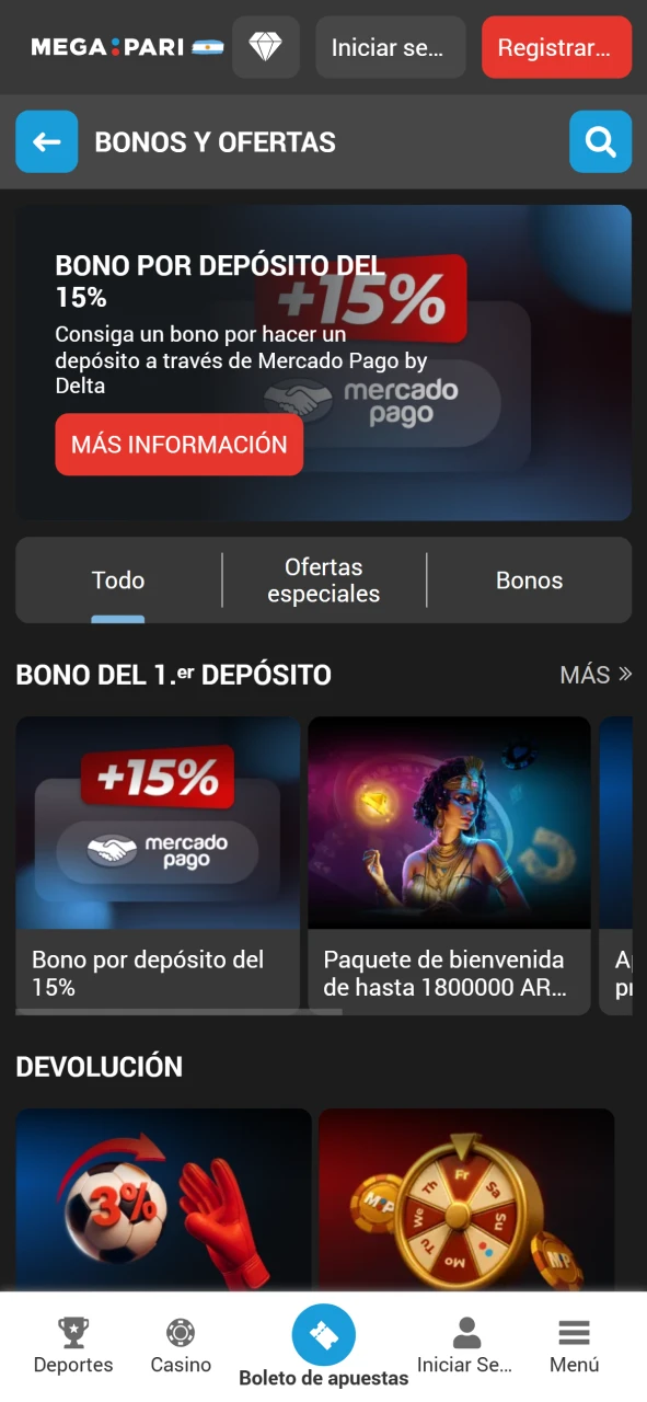 MegaPari ha preparado muchas bonificaciones para usted.