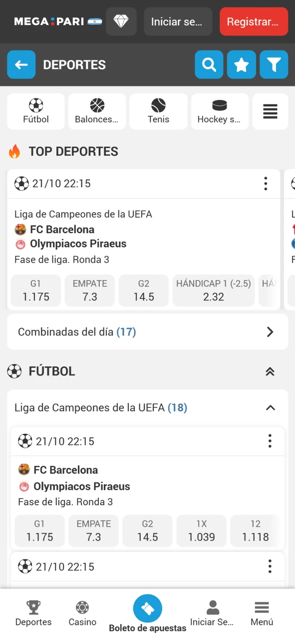 Apueste en deportes con MegaPari.