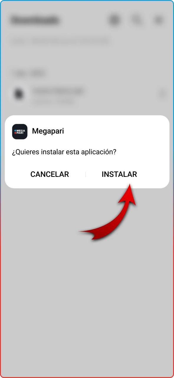 Notificación de descarga completa lista para iniciar la configuración.