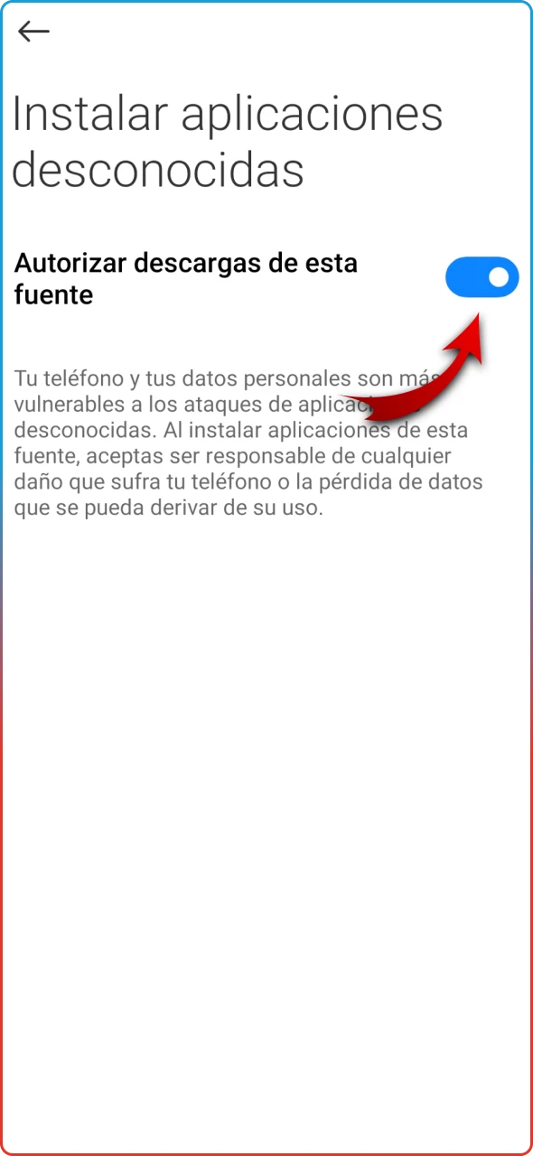 Notificación de descarga completa lista para iniciar la configuración.