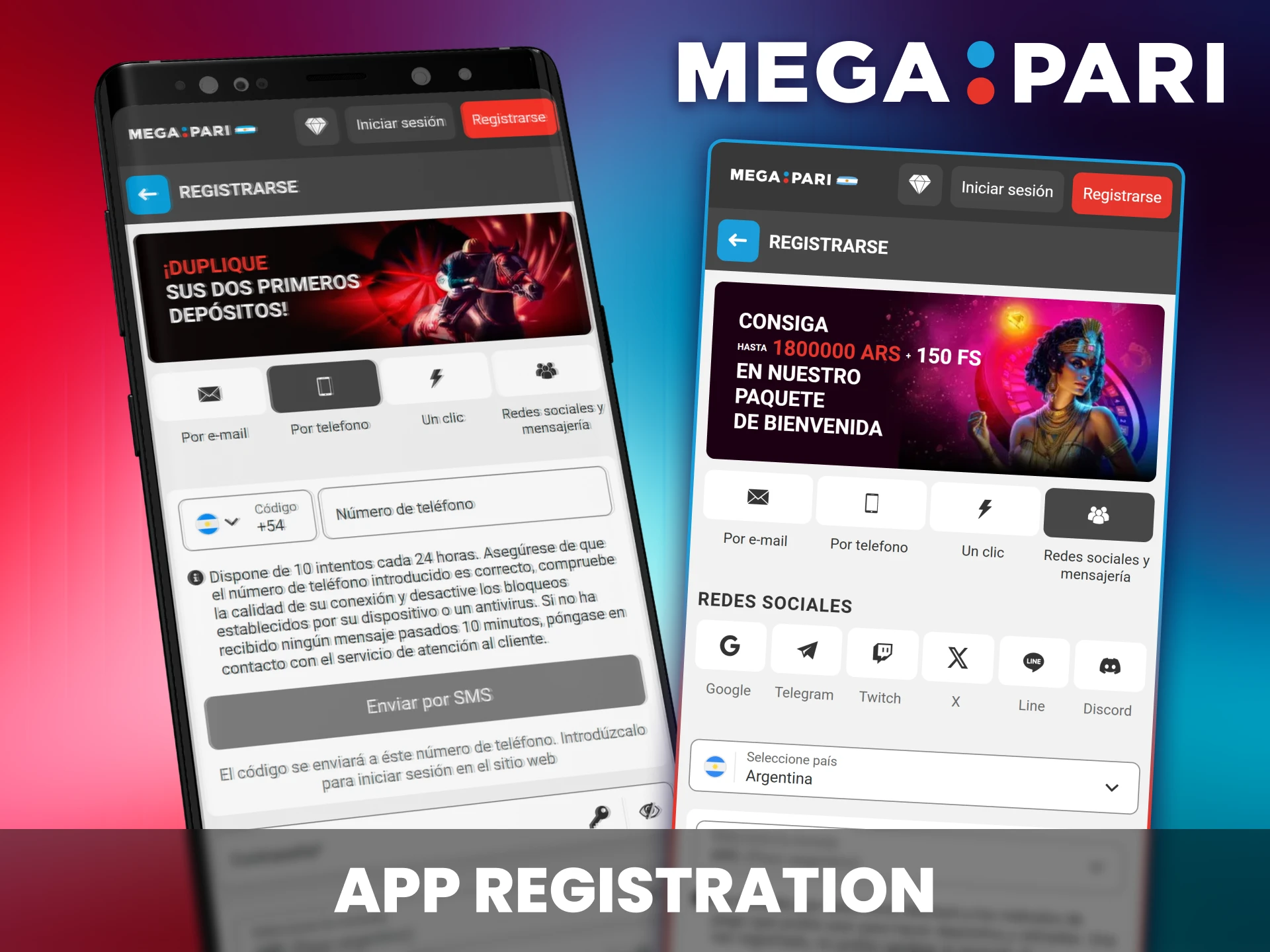 Formulario de inscripción rápida desde la aplicación móvil de Megapari.